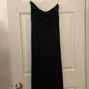 For petite / shorter women - simple strapless black maxi